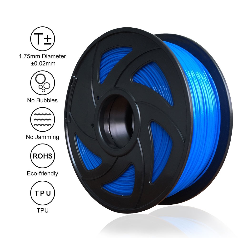Flexible TPU Filament Blue 1.75 mm 2.2 LBS (1KG) Material: TPU,Hardness 95A