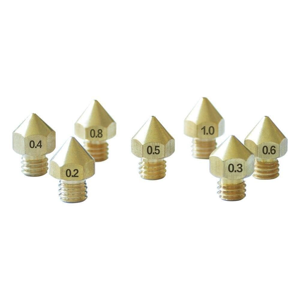 Tronxy 7 pcs MK8 M6 Brass Copper Nozzle J-head Extrusion 3D Printer Parts For 1.75MM Filaments