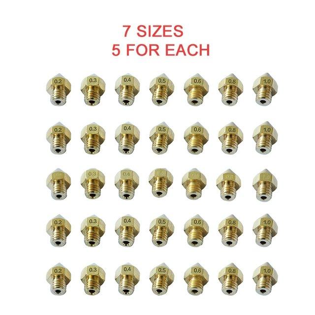 Tronxy 7 pcs MK8 M6 Brass Copper Nozzle J-head Extrusion 3D Printer Parts For 1.75MM Filaments