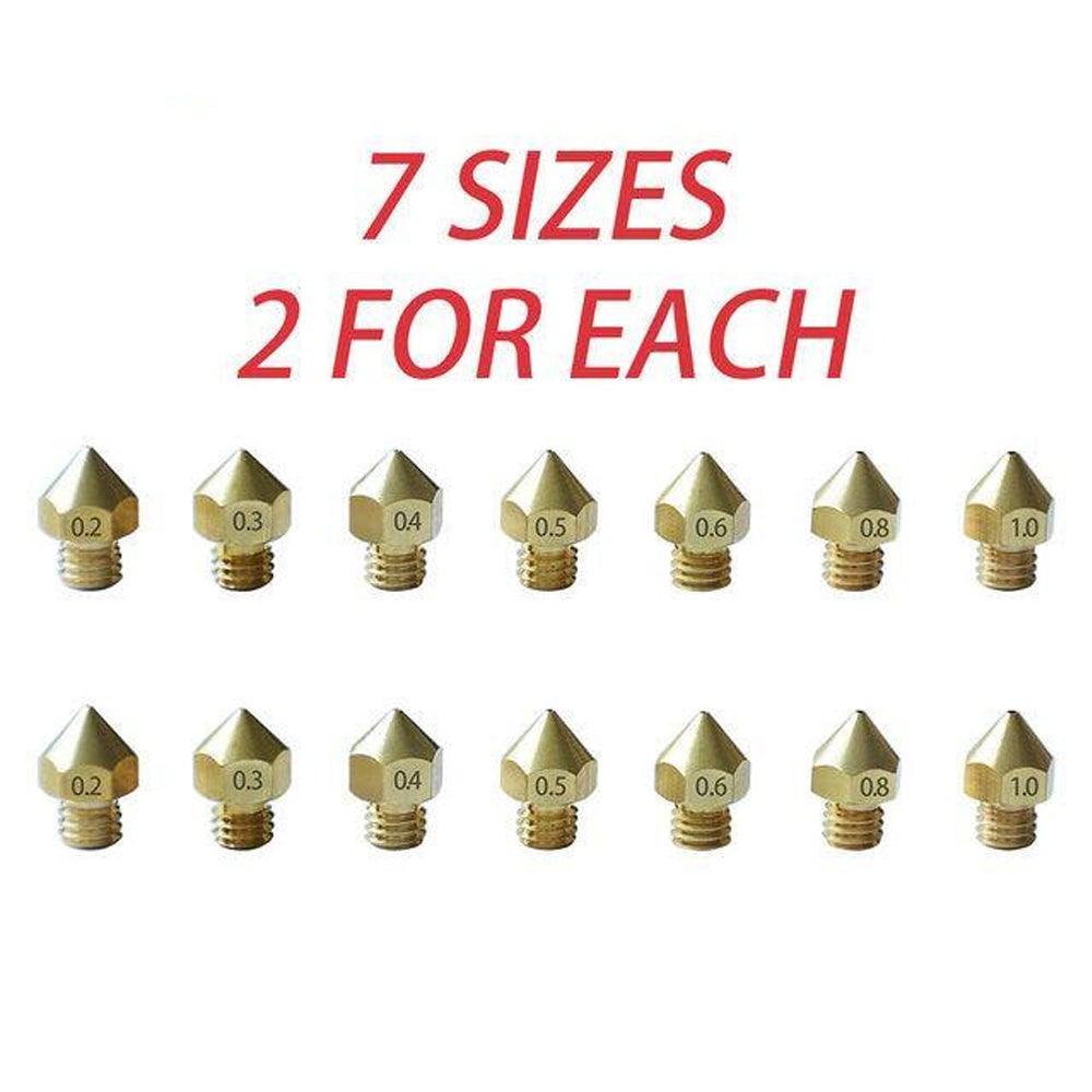 Tronxy 7 pcs MK8 M6 Brass Copper Nozzle J-head Extrusion 3D Printer Parts For 1.75MM Filaments