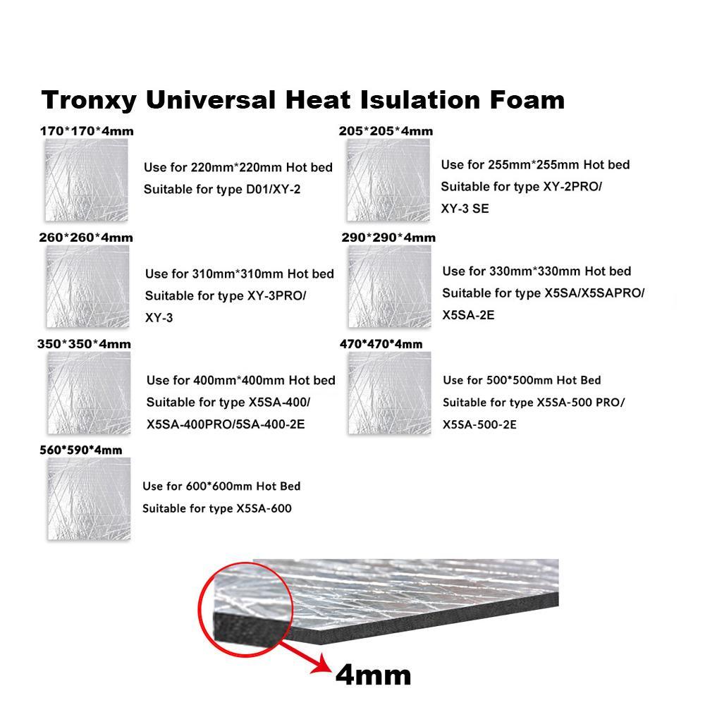 Tronxy Heat Bed Heat Insulation Foam Foil with Self Adhesive Sticker