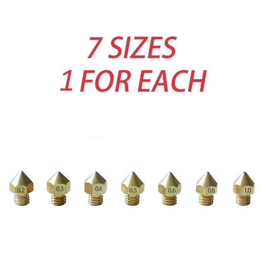 Tronxy 7 pcs MK8 M6 Brass Copper Nozzle J-head Extrusion 3D Printer Parts For 1.75MM Filaments