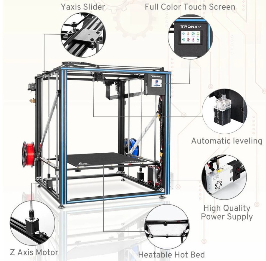 Tronxy X5SA 500-2E 2-In-1-Out Large Size Dual Extruder 3D Printer