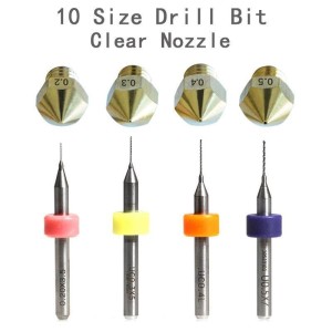 Tronxy 3D Printer Parts Drill Bit for Cleaning Nozzle with 10 size 0.1mm 0.2 0.3 0.4mm 0.5 0.6mm 0.7 0.8 0.9 1.0mm