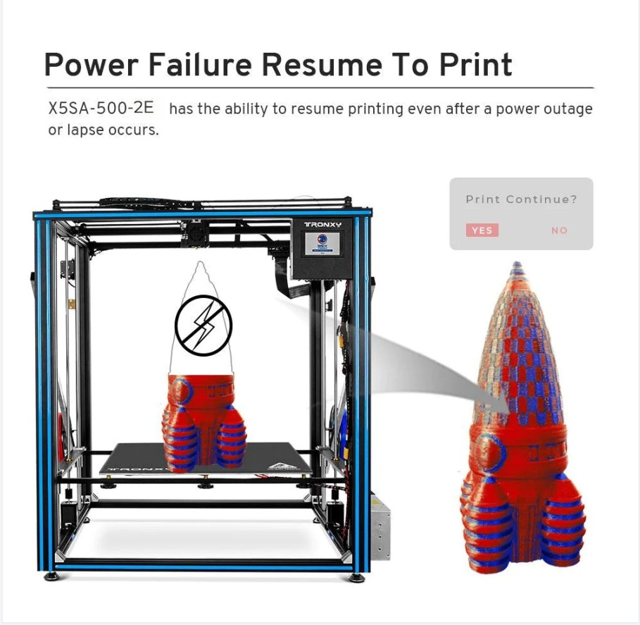 Tronxy X5SA 500-2E 2-In-1-Out Large Size Dual Extruder 3D Printer