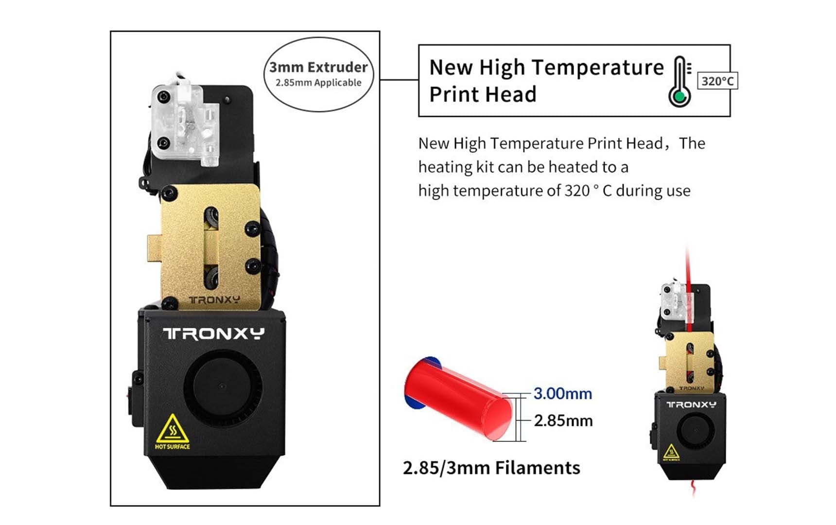 Unlock the Potential of High-Temp 3D Printing with the VEHO Series 3mm Full Metal Dual Gear Extruder 320℃ High Temp Print Head Kits