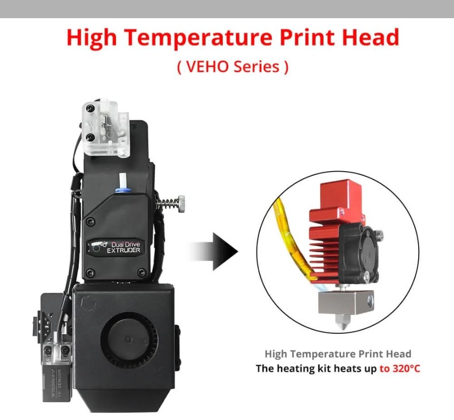 Tronxy 320 Degree Hotend 1.75mm Direct Drive Extruder Print PP / PC High Temperature Upgrade Print Head for VEHO Series 3D Printers