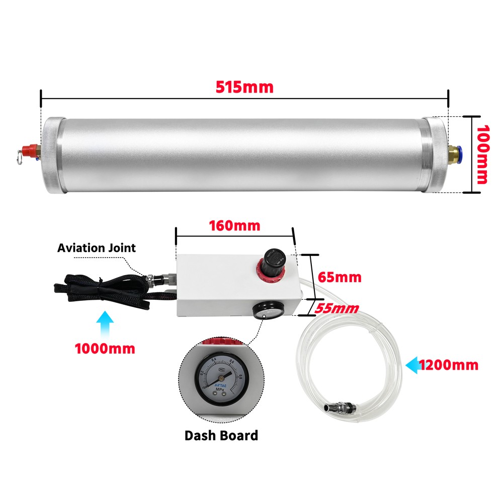 Aluminum material 1000ml 2000ml Aluminum Barrel Kit Clay Mud Feeding System pneumatic device - Barrel+air control valve