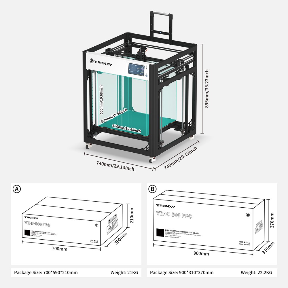 VEHO 500 PRO 3D Printer with Klipper Firmware,Support High Speed Printing