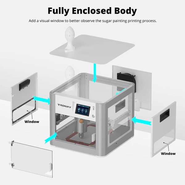 【2025 New】Tronxy T2 Food-Safe High-Speed 3D Printer Specialized for Chocolate & Candy Printing | Custom Cookie Cutters, Sugar Art, Safe Edible Filament