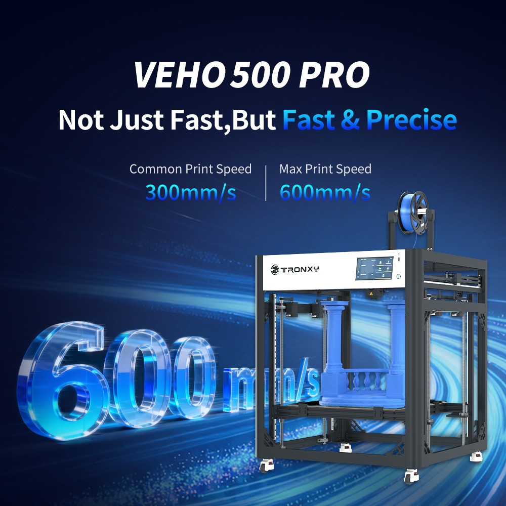 VEHO 500 PRO 3D Printer with Klipper Firmware,Support High Speed Printing