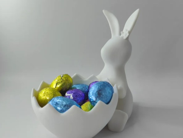 Easter bunny with eggs basket