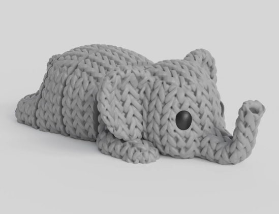 Knitted elephant Flexi keychain with movable joints