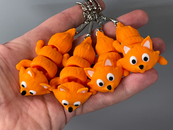 Cute little fox keychain with movable joints