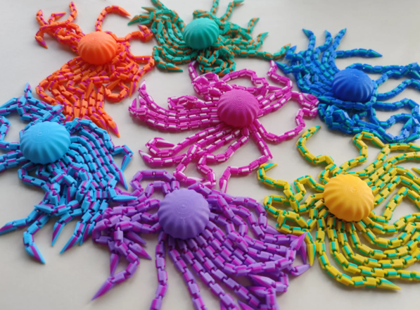 Movable jellyfish decompression toy, 16 flexible tentacles