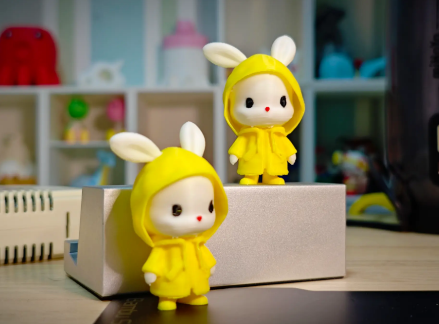 Little rabbit in a raincoat
