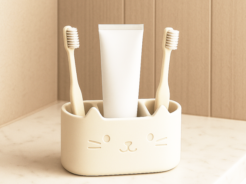Cat toothbrush holder