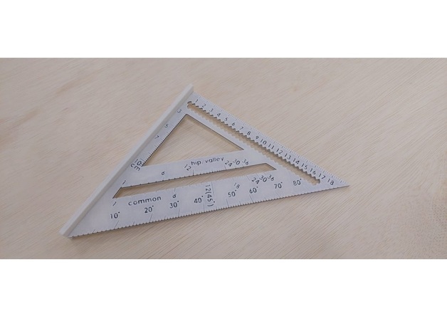 Rafter Speed Square with Metric Ruler and Imperial Hip/Valley system — V2