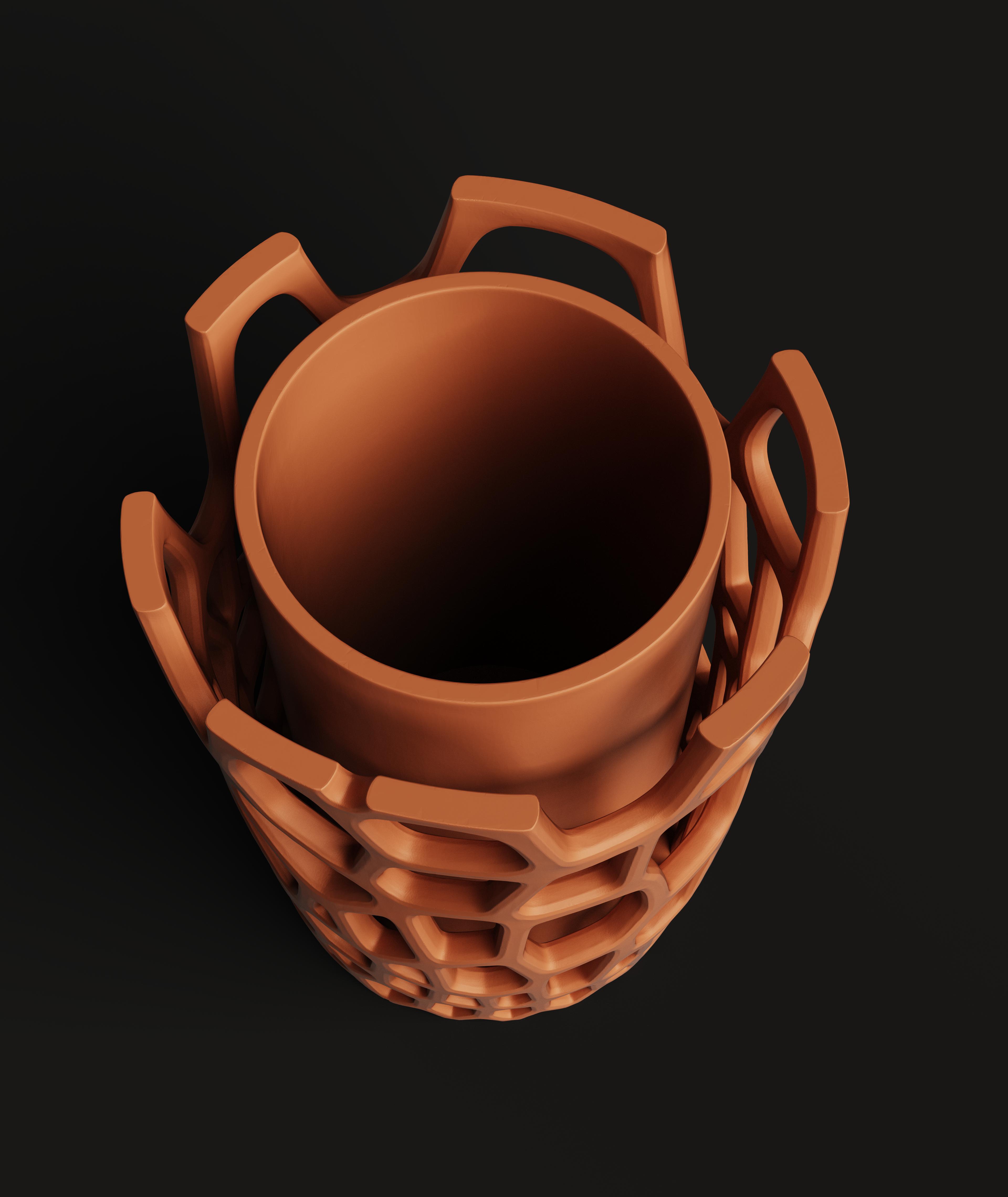 Voronoi Geometric Planter Set | Modern 3D Printed Flower Pot | Organic Mesh Decor