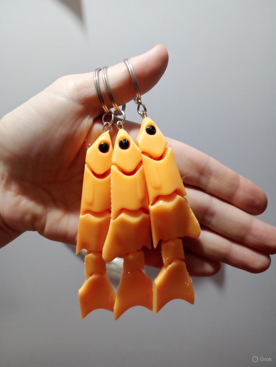 Avatar Articulated Danio Goldfish Keychain - Flexi Fish Toy