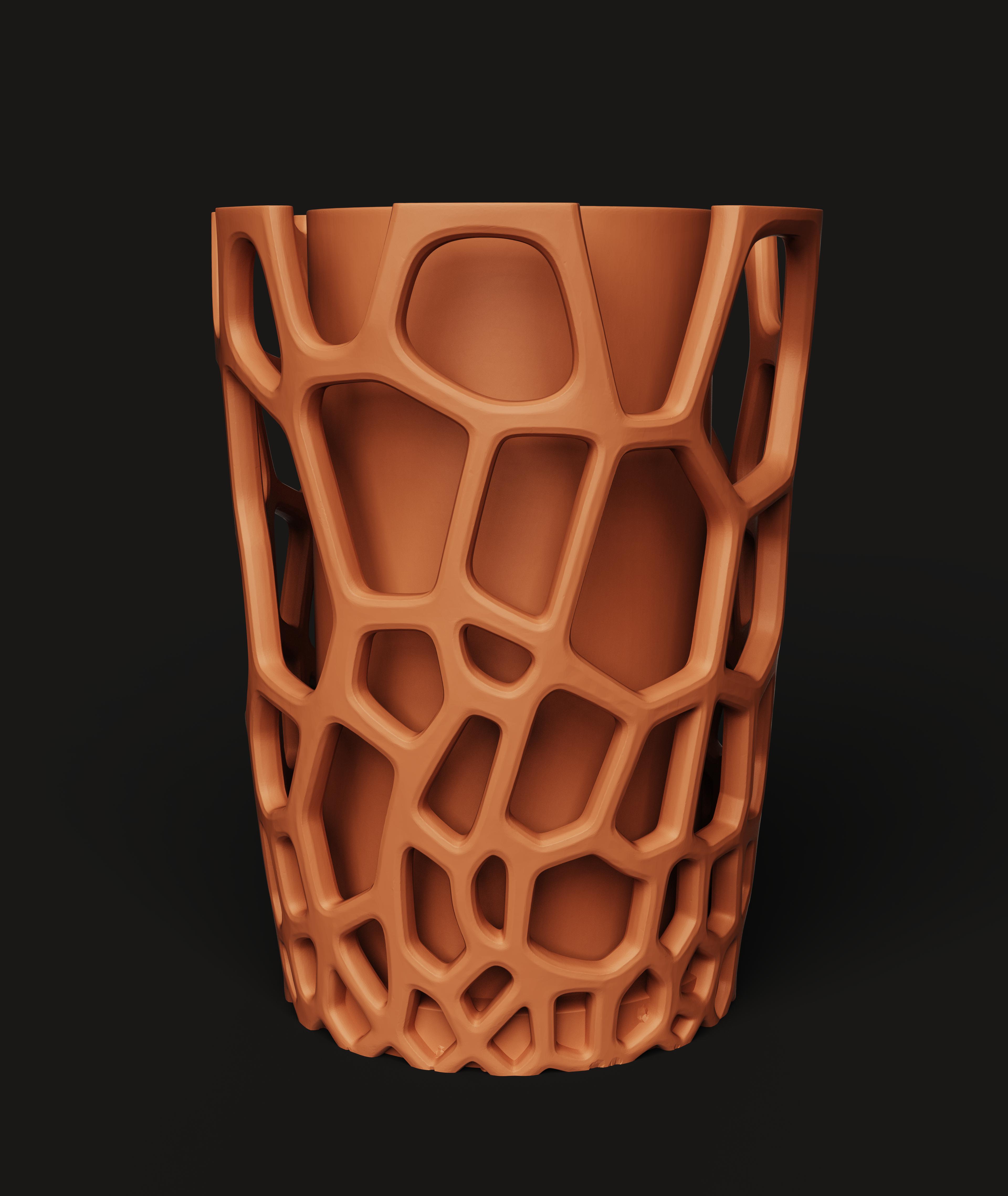 Voronoi Geometric Planter Set | Modern 3D Printed Flower Pot | Organic Mesh Decor