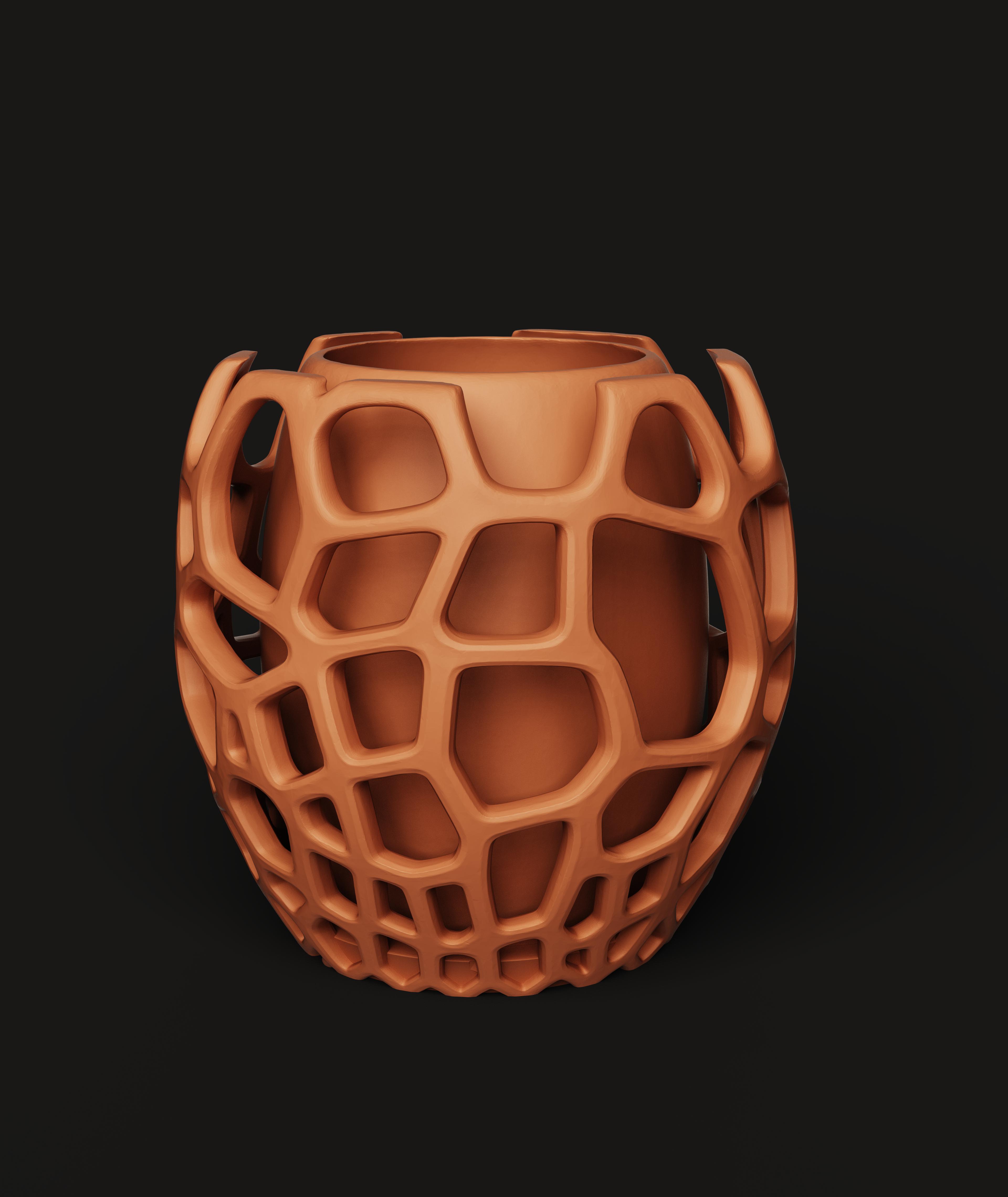 Voronoi Geometric Planter Set | Modern 3D Printed Flower Pot | Organic Mesh Decor